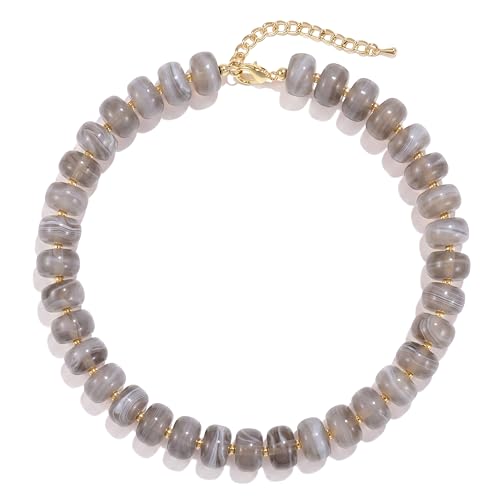 Badu Colorful Chunky Beaded Necklace for Women,Acrylic Bead Choker Statement Necklace Cute Trendy Necklaces Jewelry Gifts