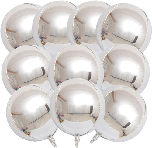 10 Piezas Globos Plateados Metalizados Globo De Plata Cumpleaños 22 Inch Ballons De Helio Gigantes Adecuados Para Cumpleaños, Fiestas, Decoración De Bodas