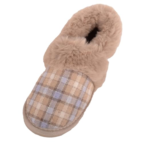Chaussons à carreaux pour femme enfiler facilement contre pieds froids