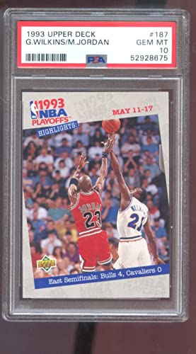 1993-94 Upper Deck 187 Michael Jordan PSA 10 Graded Basketball Card NBA Playoffs East Semifinals Highlights Chicago Bulls 1993 1994 93 94 Gerald Wilkins GEM MT MINT