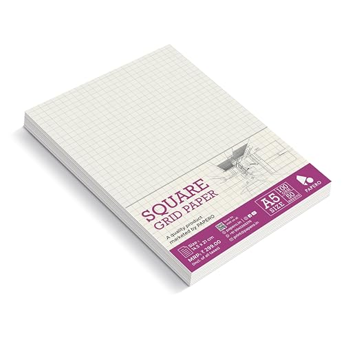 Image of PaperO A5 Loose Leaf Square Grid Paper | 100 GSM | 50 Sheets | (21 x 14.5 cm) | Ideal for Artists & Designers (A5-50 Sheets)