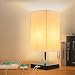 Siljoy USB Bedside Table Lamp, Modern Desk Lamp with Dual USB Charging Ports, Nightstand Lamp with Unique Fabric Shade and Black Charger Base, Ambient Light for Bedroom, Living Room, Office