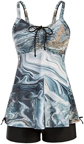 Women 2 Piece Swimsuits Tummy Control Tankini Swimming Tank Tops with Boyshorts Set XL