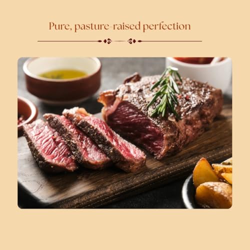 Premium Grass Fed Beef NY Strip Steaks – Organic Lean Meat Pack of 8 x 16oz | Grassfed Beef Cuts for Healthy Cooking, Grilling & Gourmet Meals | Frozen Fresh Gourmet Food, No Hormones or Antibiotics