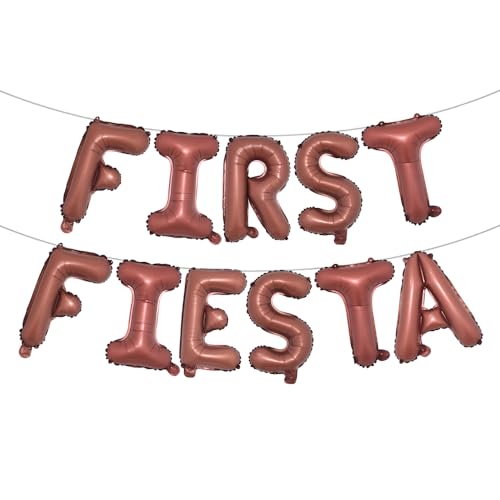 Image of First Fiesta Birthday Decorations Mexican 1st Birthday Party Supplies Multicolor First Fiesta Balloons Mexican Uno Cactus Banner for Cinco De Mayo Taco Bout Uno Party Decor (FIRST FIESTA Chocolate)