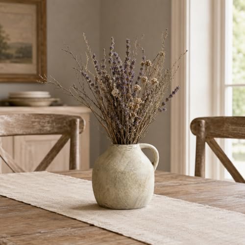 Vase rustique en céramique blanche de 14,4 cm pour decoration de table