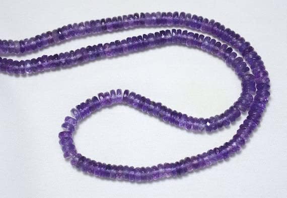 13 inch Strand of Natural gem Amethyst, 4.5-5mm tyre Faceted Beads for DIY Jewelry Making. | Beads_00877