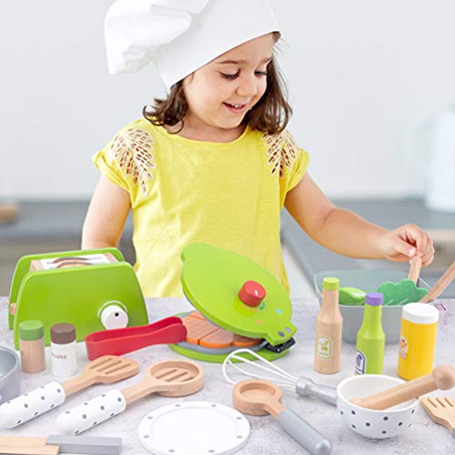 NUOBESTY Conjunto de Brinquedos de Fingir de Cozinha de Madeira Corte de Comida Jogo de Brinquedos C