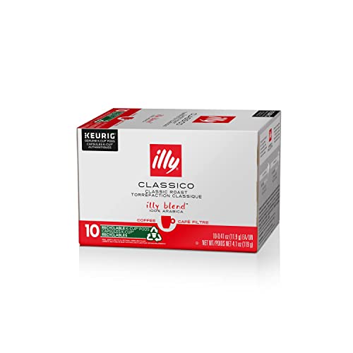 Illy Coffee, Smooth And Balanced, Classico Medium Roast Coffee K-Cups, Made With 100% Arabica Coffee, All-Natural, No Preservatives, Coffee Pods For Keurig Coffee Machines,10 K-Cup Pods (Pack Of 1) #TOP2