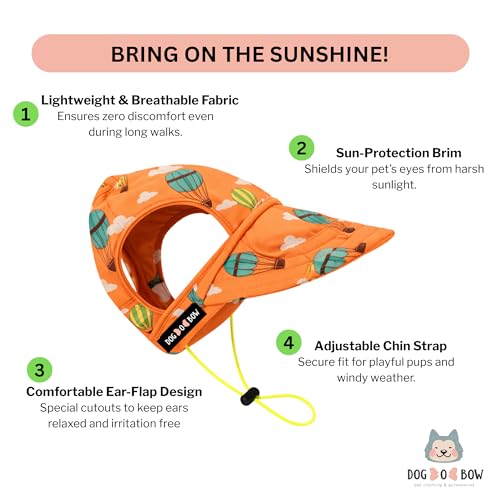 Image of Dog-O-Bow Hot Air Ballon Printed Baseball Cap for Dogs | Stylish, Durable & Comfortable Cap (Medium)