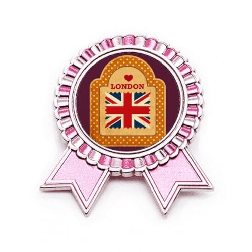 Broche Union Jack timbre de Londres et rose taille M le cadeau idéal en métal