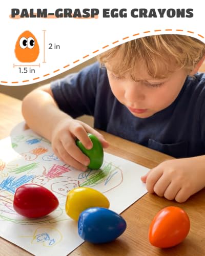 Image of JUPITEARTH Egg Crayons for Toddler 1-3, Non Toxic Jumbo Crayons, 6 Colors