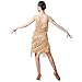 Ballroom Outfits for Women, Women’s 1920s Great Gatsby Flapper Dresses Sparkly Sequins Tassels Fringe Skirt Latin Dance Costume 20s Roaring Dress Up Party Formal Wedding Halloween Gown Gold XXL