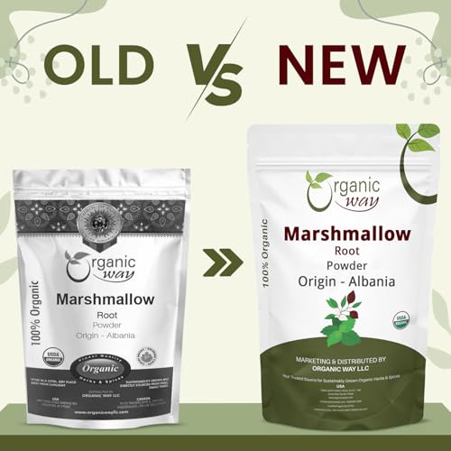 Organic Way Marshmallow Root Powder (Althaea officinalis) - Herbal Tea | European Wild-Harvest | Organic & Kosher Certified | Non GMO & Gluten Free | USDA Certified | Origin - Albania (1/2LBS / 8Oz)