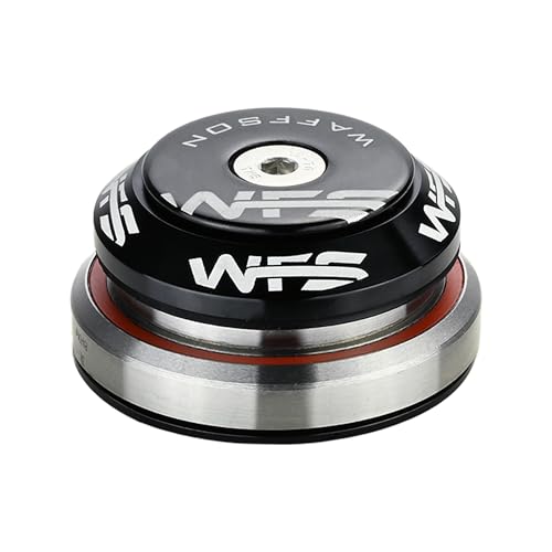 WFS HY638 1-1/8" to 1-1/2" Tapered Integrated Headset Set for 42 to 52.2mm Tapered Head Tubes - CNC Aluminum Alloy, Threadless, Sealed Bearings for Mountain Bike, City, Road Bikes, MTB & BMX, Black