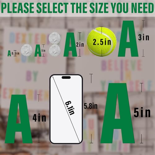 Image of 970 Pcs 10 Sheets Letter Stickers,Self Adhesive Waterproof 1 Inch Mailbox Numbers Vinyl Stickers,Alphabet Decals for Water Bottle,Window,Door,Classroom,Car,Laptop,Scrapbook (Green, 1 Inch)