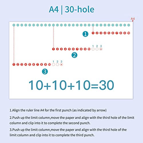 10 furos Perfurador de papel portátil Suporte para perfurador de metal Múltiplo 20/26/30 Perfuração