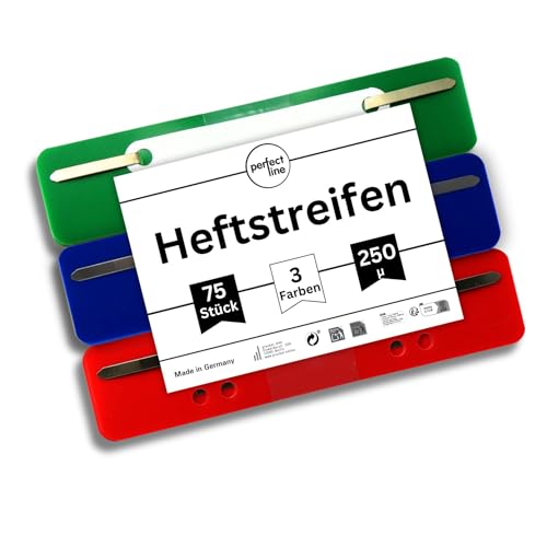 perfect line • 75 Heftstreifen (3x25 Stk.), recycelbarer...