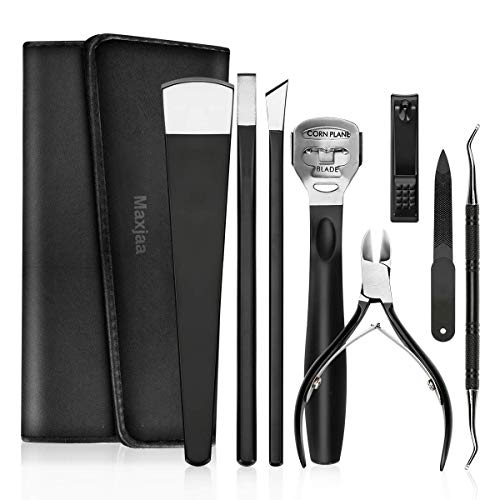 Maxjaa Maniküre Set 8Pcs Tragbares Reise-Nagel-Pediküre-Set aus Rostfreiem Stahl mit Tragbarem Reiseetui für Männer und Frauen Cover