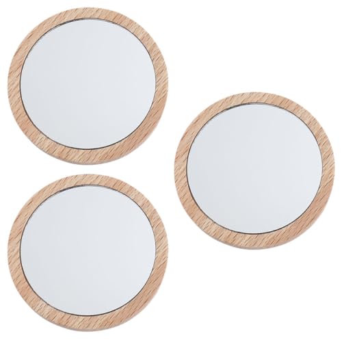 Espejo de Maquillaje Pequeño de Madera Portátil 3 Piezas