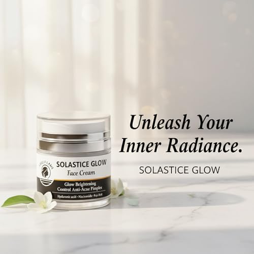 Image of Light Flame Solastice Glow Face Cream for Brightening, Anti-Acne, Pimple Control | Enriched with Hyaluronic Acid, Niacinamide, Kojic Acid | For All Skin Types | Advanced Glow & Clear Skin Care | 50grm