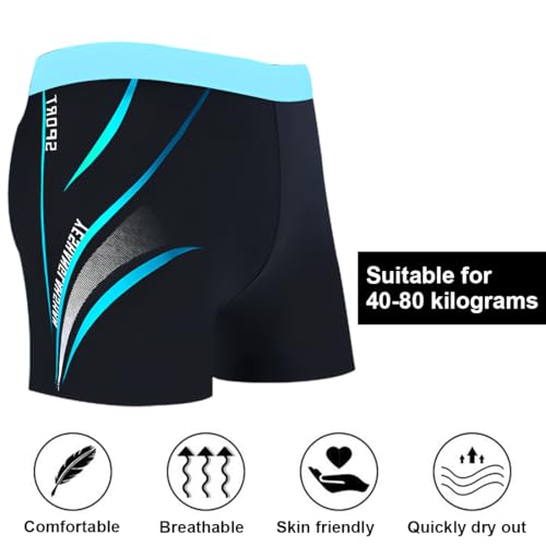 Men's Quick-Dry Swim Shorts, Breathable Tight Swimwear Boxer for Beach & Pool (Size L, Fits 40-80 kg) Multicolor2