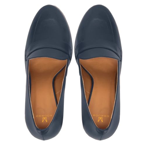 Image of MOOMMO Women Chunky Block Heel Pumps Round Closed Toe Slip On Oxford Loafers Shoes High Heels Snakeskin Work Pump Suede Loafer for Office Ladies Classic Formal Business Professional 4-13 M US