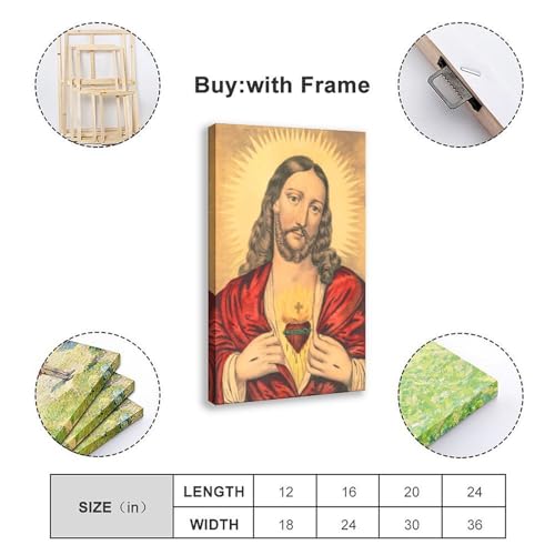Sacré-Cœur de Jésus impression sur toile 50x75 cm décoration murale chrétienne