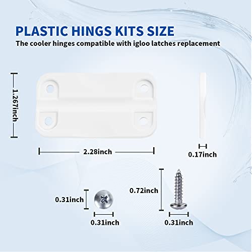 Saintago Cooler Hinge And Latch Set| Cooler Hinges Replacement Parts & Cooler Latch Replacement (2 Latches With 2 Posts, 3 Hinges, 20 Screws) | Cooler Hinges Replacement Compatible With Igloo Cooler #TOP3