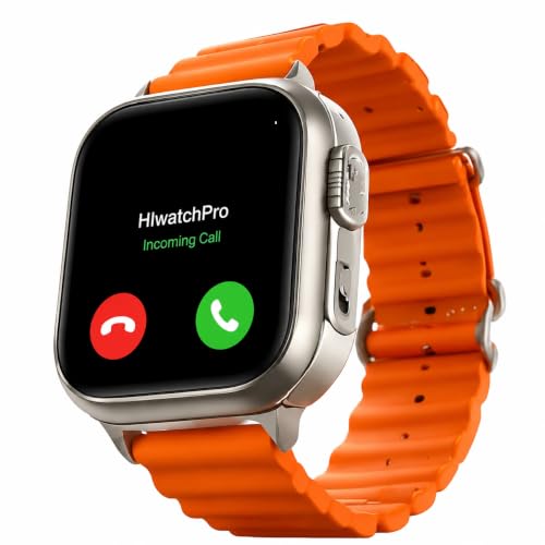 Image of T8OO Mens & Womens Smartwatch | Bluetooth Calling | 1.99 inch HD Touch Display | 1-Game | Calculator | Calander | Fitness & Sports Mode | Waterproof | Change Wallpaper | O110 | (Free Size, Orange Straps)