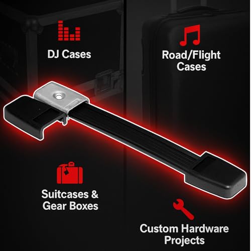 Image of PENN ELCOM Steel Strap Handle with Metal End Caps and Plastic Cover (19.68x2.75x0.85) Combo of 4 | DJ Cases & Suit Cases | Non-Slip, Strong & Comfortable | Black