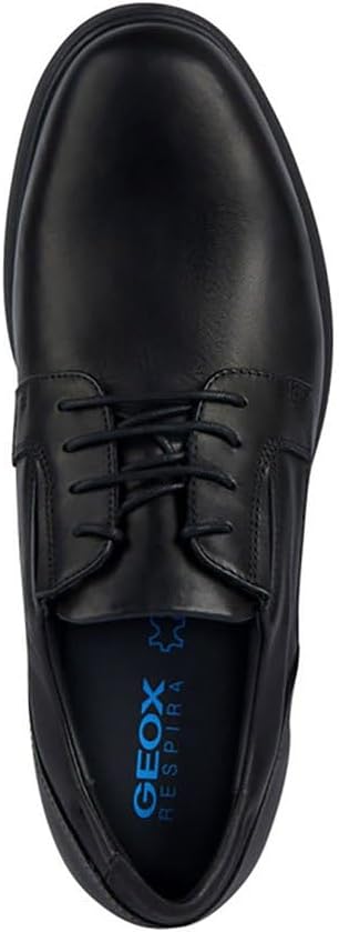 Bawah view of the Geox U Spherica Ec11 Tissu OxfordHomme shoe, showing the unique breathable sole design with blue inserts.