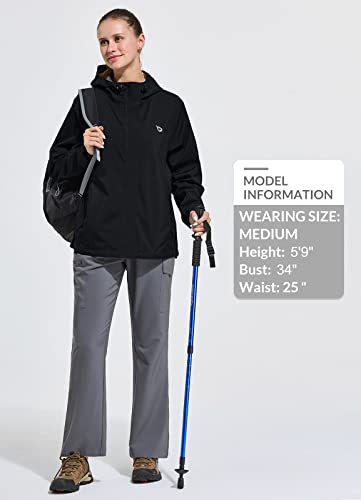 Baleaf Rain Jackets For Women Waterproof 10000Mmh2O, Lightweight Raincoat, Hooded Windbreaker For Outdoor Hiking Travel Black M #TOP5