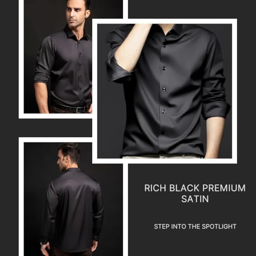 Image of IndoPrimo Men's Stylish Solid Satin Casual Shirt for Men Full Sleeve