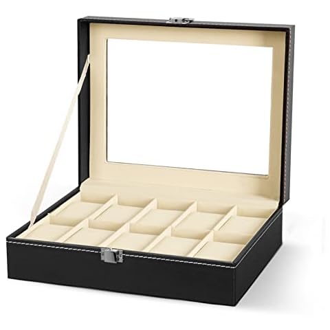 Caja de Relojes Uten para 10 Fundas de Hombre y Mujer con Terciopelo y Cubierta de Cristal Cover