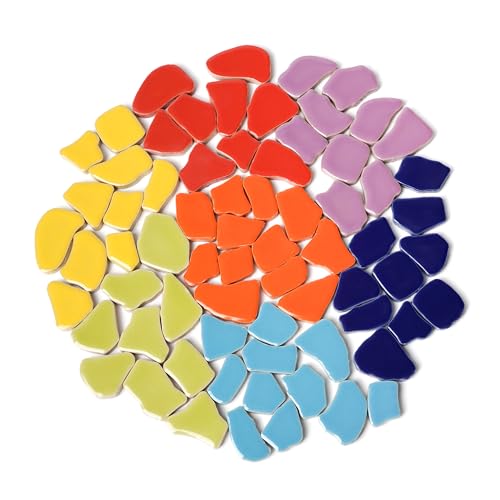 Winter Shore Azulejos Ceramica 450 g [7 Colores] - Kit Surtido de Azulejos Rotos Forma Irregular Impermeables - Mosaico Ceramica para Decoraciones Exterior, Mesas, Peldaños, Vidrieras, Manualidades
