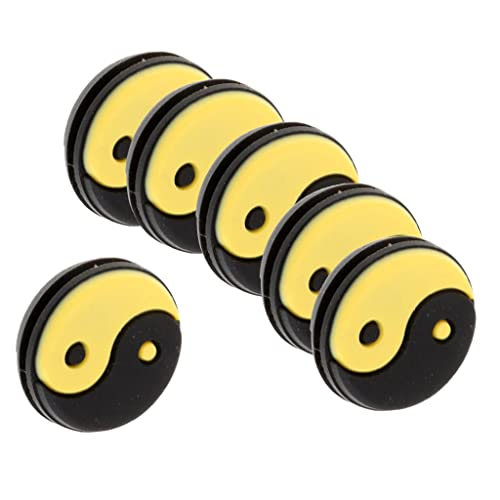 Dovewill 6 peças/pacote Silicone Yin e Yang Raquete Amortecedor Vibração Amortecedor - Preto Amarelo