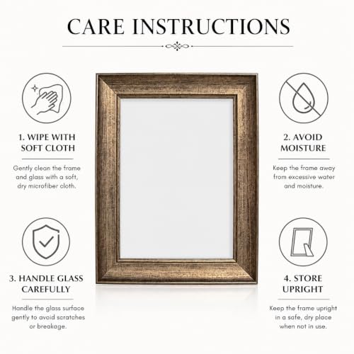 Image of GOLDEN PEACOCK 6x8 Inch Photo Frame - Antique Brown & Gold Wall Hanging and Tabletop Picture Frame with Glass Front for Home, Office, Living Room Decor