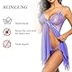 BDSMYEE Sexy Dessous Unterwäsche Reizwäsche Damen,Sexy Outfit für Damen,Tiefer V-Ausschnitt Öffnen Zurück Spitze Lingerie Nachtwäsche Frauen Strapsen Dessous Set (Lila, XXL)