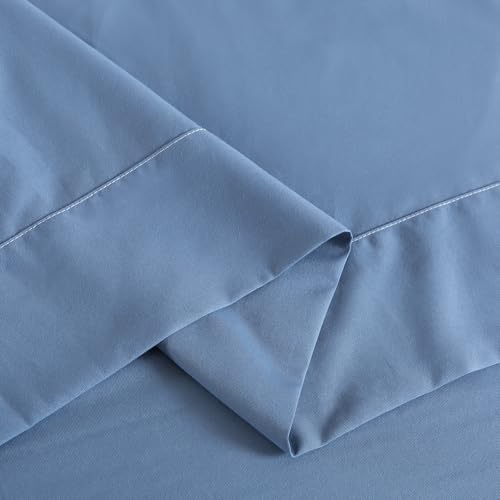 Image of Caressma 5 Pieces Twin Size Comforter Set Bed-in-a-Bag,Soft Comforter Print Spaceship for Kids,Includes Blue Comforter, Fitted Sheet, Flat Sheet,Pillow Case & Pillow Shame for All Seasons