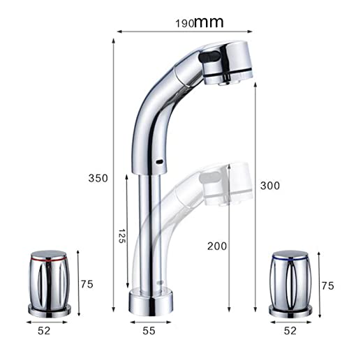 Robinet lavabo 3 trous extractable noir mat design split - 6