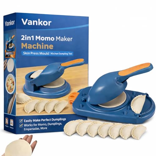 Image of Vankor 2 in 1 Dumpling Maker Ghughra Momos Maker Machine, Skin Press Mould for Gujiya Ghughra Mould Machine,Kitchen Dumpling Making Tool with Dumpling Puri Maker