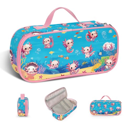 Image of Axolotl Pencil Case, Axolotl Pen Bag For School, Sea Pencil Case For Kids Girls Boys, Large Capacity Desk Organizer School, Sea Ocean Pen Box Birthday Gifts