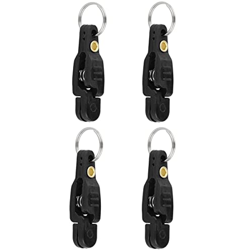 SAUYRASY 4Pcs Heavy Tension Snap Release Clips Lead Line Clip with Key Ring for Weight Planer Board Kites Downrigger Trolling Fishing (Black)