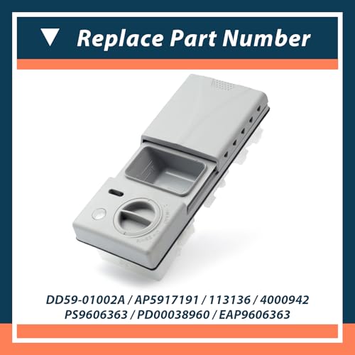 Image of DD59-01002A Dishwasher Detergent Rinse Aid Dispenser Assembly with Cover Compatible with Samsung Parts Replace AP5917191 113136 4000942 PS9606363 PD00038960 EAP9606363