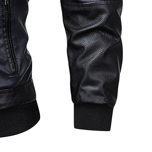 Chaqueta de cuero sintético patchwork para hombre miniatura 6