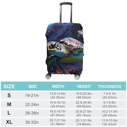 A Colorful Tropical Sea Turtle Elastic Luggage Cover Suitcase Protector for 19-32 Inch Suitcases | Universal Stretchable Travel Bag Cover | Anti-Scratch, Washable with Zipper Closure XL2