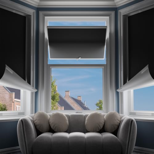 G-WACK Portable Blackout Curtains for Bedroom 100% Black Out Window Cover Temporary Blackout Shades Blinds for Indoor Windows No Drill with Upgraded Hook&Loop - for Home Travel RV(42 x 60 Black)