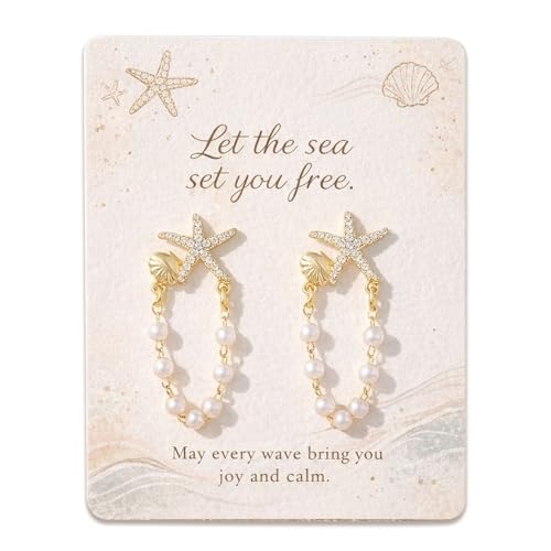 Boucles d'oreilles étoile de mer et perles pour vos tenues de plage et vacances d'été