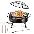 Leonyo 30 Inch Fire Pit, Wood Burning Fire Pits for Outside with Lid & Poker Accessories Kit, 2 in 1 Round Outdoor FirePit with Spark Screen for Outside, Patio, Backyard, Picnic, Party